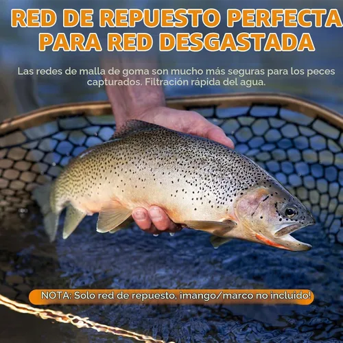 Vista 2 de Dovesun Red de Pesca de Goma, Red de Reemplazo Sin Mango, Redes de Pesca Transparentes Negras para Pesca de Mosca, Bolsa de Red de Aterrizaje