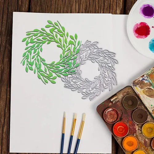 Vista 4 de ALIBBON Troqueles de corona de Navidad para hacer tarjetas, moldes de plantillas de metal, troqueles de fondo para manualidades, álbum de fotos
