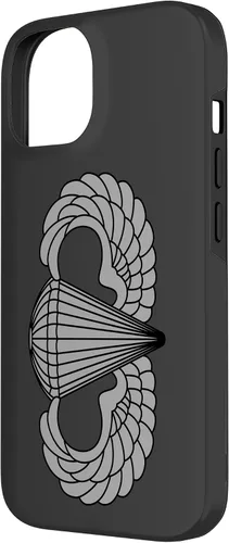 Vista 2 de Insignia básica de paracaidista para iPhone 14, alas de salto aerotransportadas, funda gris