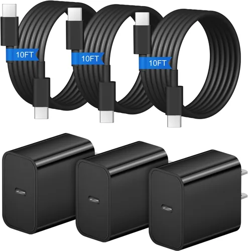 Vista 13 de Cargador de carga rápida para iPhone 17, 16, 15, paquete de 3+3 cargadores de pared USB C de 20 W con cable de carga rápida de 6 pies compatible