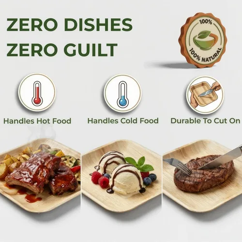 Vista 2 de Brheez Platos de bambú desechables de hoja de palma Platos de aperitivo de bambú de 6 pulgadas Platos biodegradables ecológicos compostables 50