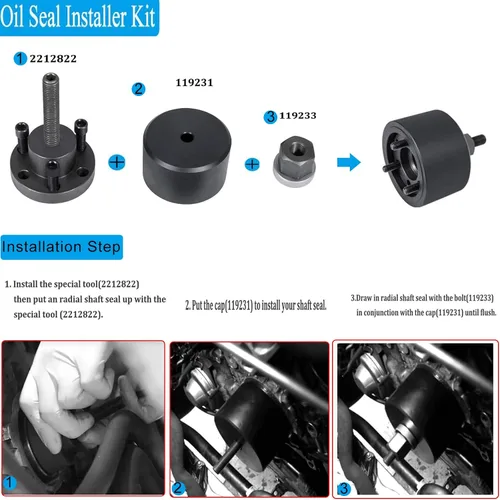 Vista 8 de YMT 2241 Kit de instalador e removedor de sello del cigüeñal delantero adecuado para BMW N20, N26-110371, 110372, 2212822, 119231, 119233