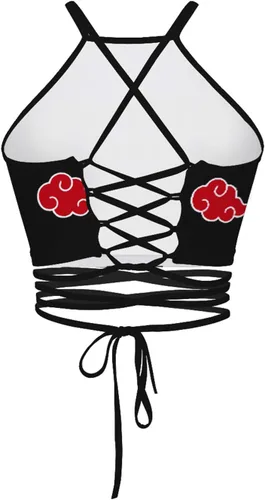 Vista 2 de Camiseta corta con cuello halter estampado para mujer