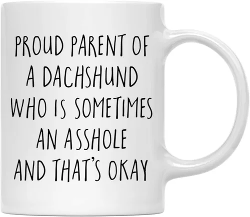 Vista 114 de Andaz Press Funny Dog - Taza de café de 11 onzas, regalo de broma, orgulloso padre de un afenpinscher que es a veces un gilipollas y eso está bien