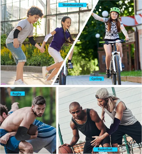 Vista 7 de HiRui Coderas de codo para adolescentes, hombres y mujeres - Protección de codo para baloncesto y béisbol para evitar colisiones y brindar soporte