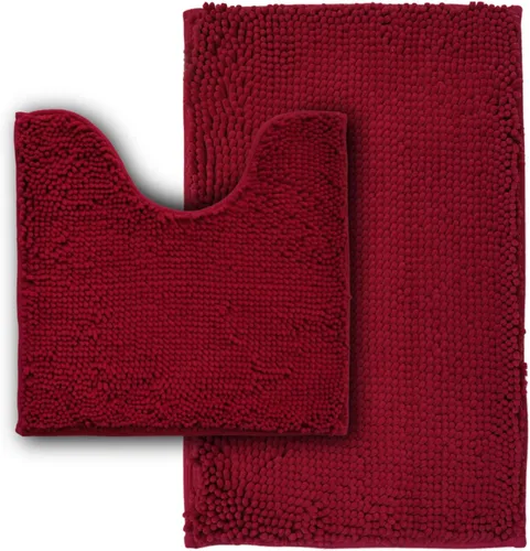 Vista 28 de Juego de alfombras de baño de 2 piezas, súper absorbente suave, gruesa, lavable en lavadora, alfombra de baño de chenilla antideslizante, alfombra