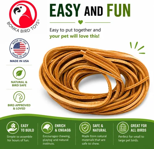 Vista 4 de Bonka Bird Toys 2002 Pk6 Cueros de Cuero 48" para Loro DIY Juguete