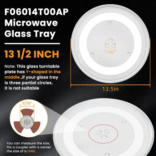 Vista 3 de Placa de vidrio para microondas de 13.5 pulgadas F06015Q00AP Reemplazo para Pana-Sonic Frig-idaire G-E, placa giratoria de vidrio para microondas