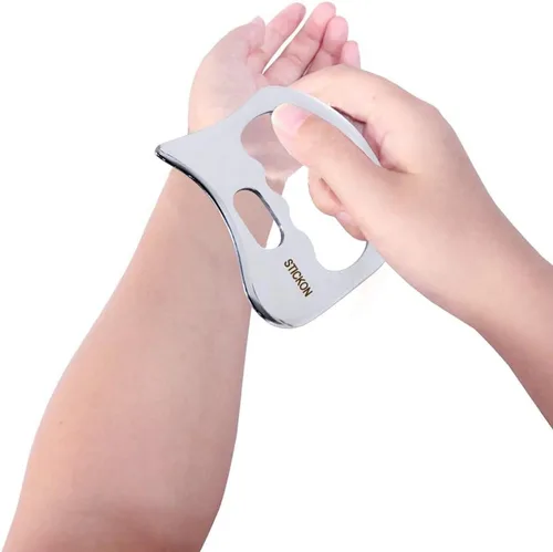 Vista 5 de STICKON Juego de herramientas de masaje de raspado Gua Sha de acero inoxidable, herramientas IASTM, gran herramienta de movilización de tejidos