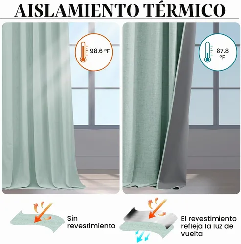 Vista 4 de RYB HOME Cortinas de lino texturizado 100% opacas de 84 pulgadas de largo, aislamiento térmico, privacidad, ahorro de energía para dormitorio, sala