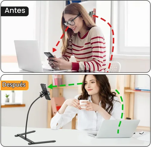 Vista 5 de Soporte de teléfono para grabación, trípode de teléfono ajustable