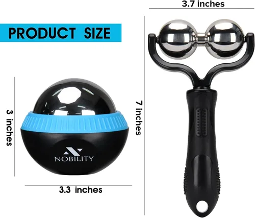 Vista 3 de Nobility Rodillo de bola de masaje: frío y caliente para el tejido profundo y el dolor muscular para aliviar la rigidez y el estrés, cuerpo, cuello