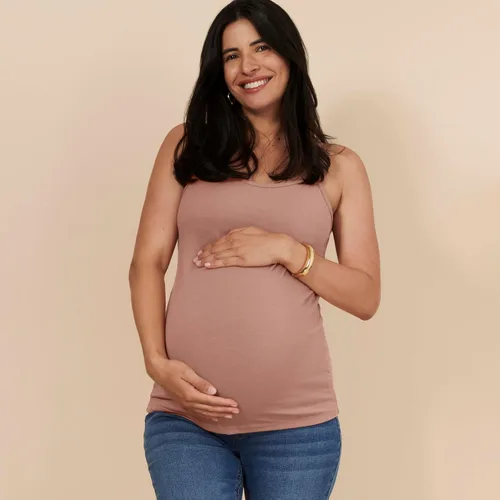 Vista 33 de Motherhood Maternity Camiseta sin mangas de lactancia con clip para mujer con correas ajustables y brasier integrado para lactancia materna