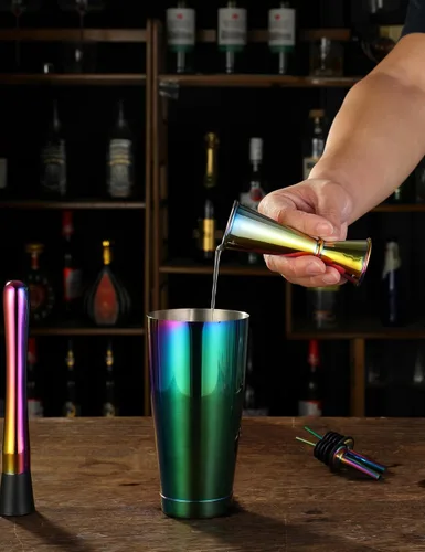 Vista 2 de Juego de coctelera – Kit de accesorios de bar de 13 piezas con agitador Boston pesado, colador, jigger, Muddler, cuchara de mezcla y más