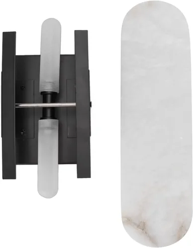 Vista 9 de Lámpara de pared LED de fuente de luz, lámparas de pared con pilas, luz de pared LED de mármol esmerilado de carga extraíble con base G4 para sala