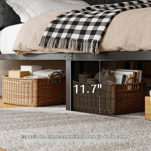 Vista 5 de Liians Base de cama de tamaño individual con cabecera de almacenamiento y estación de carga, luces LED RGB inteligentes, cama de plataforma de metal