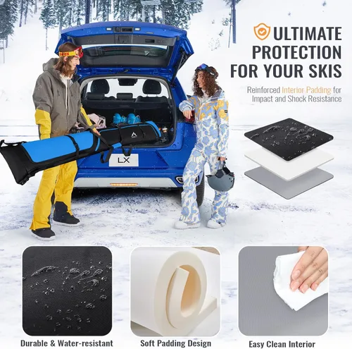Vista 5 de GoHimal Ski Bag & Boot Bag Combo, Padded Ski Carrier Fits Skis Up to 200CM, Fits Boots Up to US13, Safety Reinforced, Water-Resistant, Ski Travel