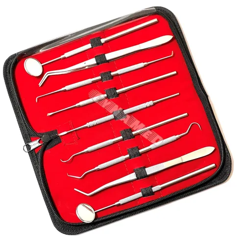 Vista 3 de Premium Alemán Dental Scaler Pick Herramientas de acero inoxidable con espejo de inspección Set 9 PCS