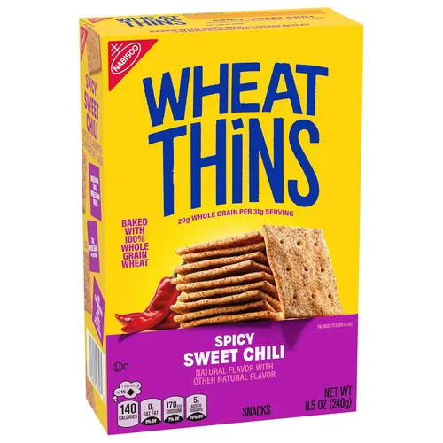 Vista 8 de Wheat Thins Snacks picantes de chile dulce, galletas de trigo integral, galletas de aperitivos, 8.5 onzas