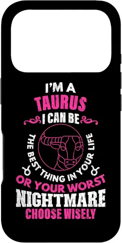 Vista 29 de Funda gráfica para iPhone 13 Pro Max con signo zodiacal divertido soy un tauro