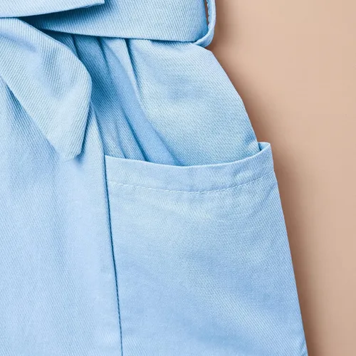 Vista 7 de Ropa para niña pequeña, con correa ajustable, sin mangas, de una pieza, con volantes, para verano, con bolsillo, de 6 meses a 5T