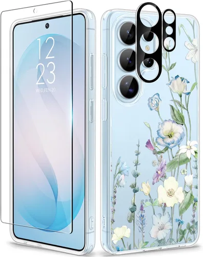 Vista 8 de GVIEWIN Funda para Samsung Galaxy S25, transparente, delgada, no 1-Floratopia/Colorido