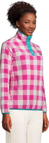 Vista 3 de Lands' End Suéter alto Heritage de forro polar con cuello a presión para mujer