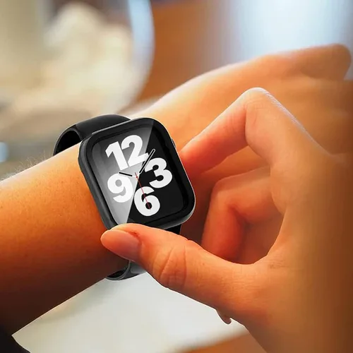 Vista 7 de Miimall Funda de metal compatible con Apple Watch de 1.496 pulgadas, protector de pantalla de vidrio templado, sensible al tacto, antiarañazos, a