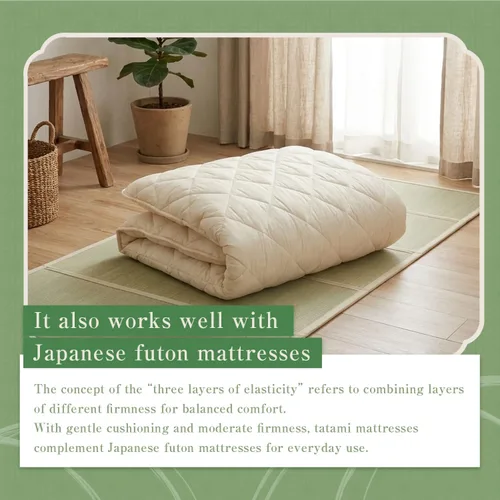 Vista 8 de Tatami Mat – Colchón plegable de tatami japonés Igusa, futón para dormir en el suelo de hierba rush, meditación, yoga Zen Tatami, individual XL por