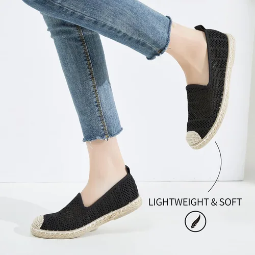 Vista 5 de BABUDOG Zapatos planos de malla transpirable para mujer, mocasines suaves, mocasines blancos sin cordones
