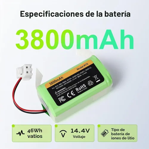 Vista 9 de Batería de repuesto para conector de 2 clavijas