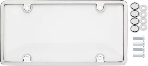 Vista 11 de Juego de 2 cubiertas para matrículas de automóvil, con diseño de burbuja, para placas estándar de EE. UU., cubierta irrompible con marco, funda Negro