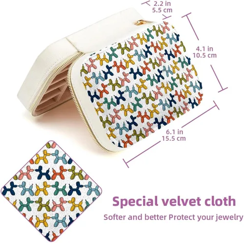 Vista 5 de MUOOUM Bolsa organizadora de joyas de viaje, caja de almacenamiento de joyas para aretes, anillos, collares, globos, perros