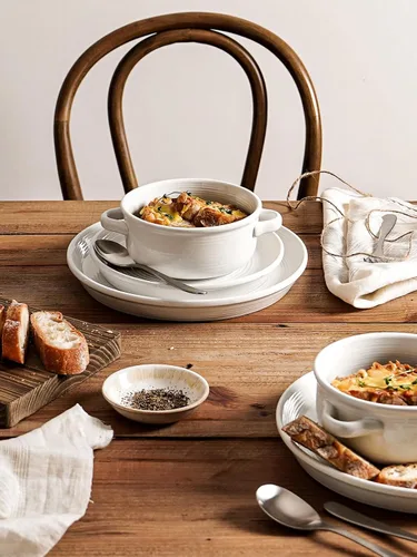 Vista 5 de LE TAUCI Cuencos para sopa con asas - 22 oz de cuencos de cebolla francesa de cerámica sin plomo, aptos para horno y microondas, diseño resistente