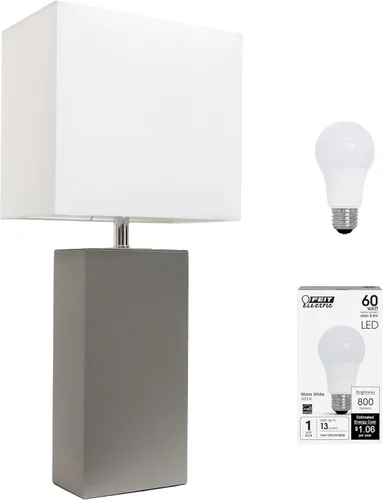 Vista 20 de Elegant Designs LT1025-PRP-LB Lámpara de mesa moderna envuelta en cuero para sala de estar, pasillo, entrada, dormitorio, oficina, púrpura