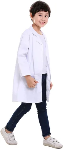 Vista 4 de TopTie Abrigo de laboratorio para niños, disfraz de Halloween para científicos escolares