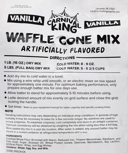 Vista 2 de Carnival King Vanilla Waffle Cono Mix Bolsa de 5 lb