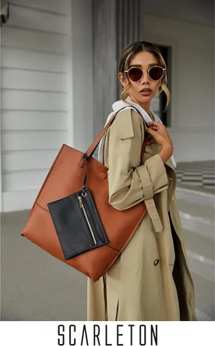 Vista 2 de Scarleton Leather Tote Bag for Women, Womens Purses and Handbags, Reversible Tote Bags for Women, Purses for Women, H1842
