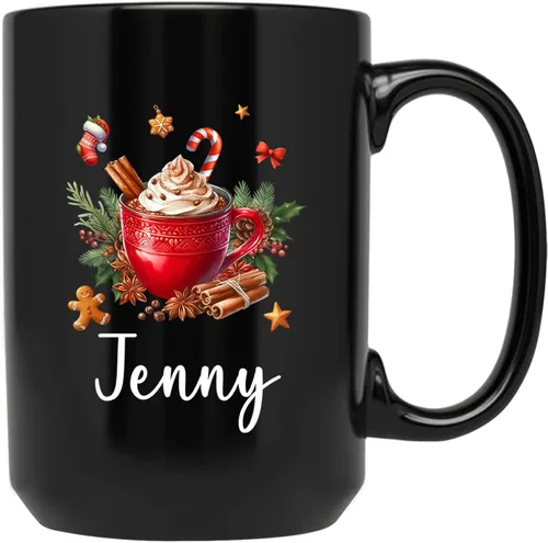 Vista 20 de Taza personalizada con nombre, diseño de muñeco de nieve con nombre, tazas de café de Navidad de muñeco de nieve, regalos personalizados para árbol