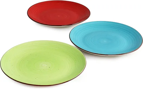 Vista 3 de Elama Sebastian - Juego de platos redondos de cerámica en varios colores (6 piezas)