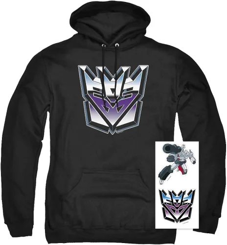 Vista 2 de Popfunk Classic Transformers Decepticon Airbrush Logo Sudadera con capucha y calcomanías