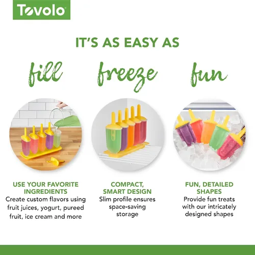 Vista 5 de Tovolo Moldes clásicos para congelador para paletas congeladas, paquete de 5 unidades para niños y niños, moldes reutilizables para paletas