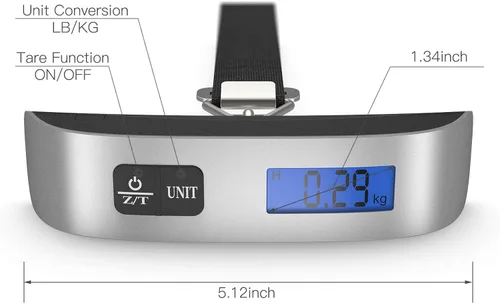 Vista 3 de Báscula de equipaje pantalla LCD de retroiluminación portátil de 110 libras110.2lbs, báscula electrónica portátil de mano Balanza digital