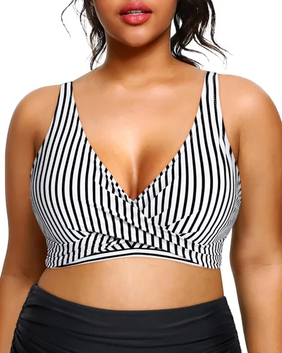 Vista 6 de Aqua Eve Parte superior de bikini de cobertura completa para mujer, sin parte inferior, push up, top deportivo