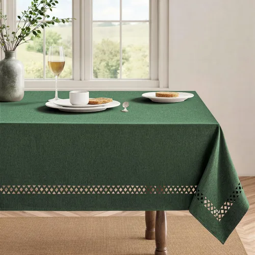 Vista 2 de MIULEE Army Green Rectangle Tablecloth with Decorative Cutouts 60x84 Inch Waterproof Stain Resistant & Shrink-Proof Table Cloth, Farmhouse