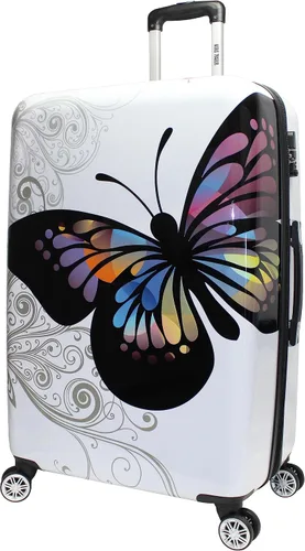 Vista 10 de World Traveler Butterfly - Juego de equipaje giratorio extensible de policarbonato rígido con sistema de ruedas mejorado, Mariposa, Juego de 2