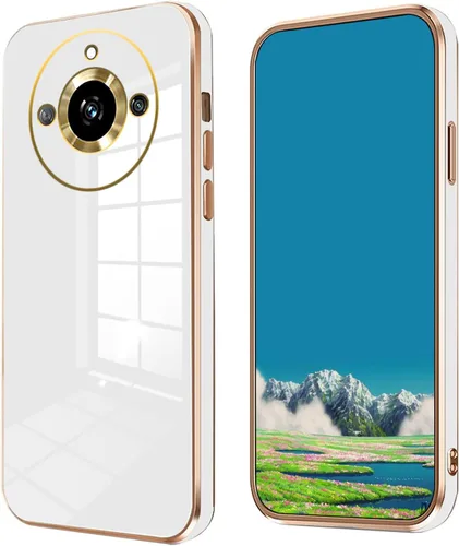 Vista 11 de Compatible con Realme 11 Pro Plus Funda de silicona rosa, chapado para Realme 11 Pro Plus, funda delgada y suave a prueba de golpes (negro)