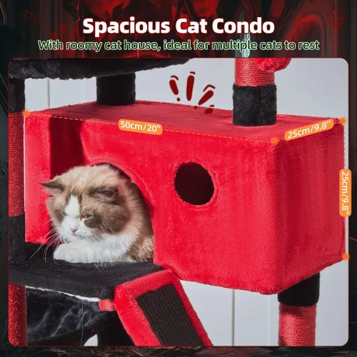 Vista 56 de Taoqimiao Árbol para gatos de 57.5 pulgadas, torre para gatos de interior para adultos, condominio extragrande para gatos, 8 postes rascadores