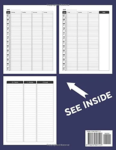 Vista 2 de Appointment Book 15 Minute Time Slot Booking Notebook for Salons, Hair Stylists, Physical Therapy