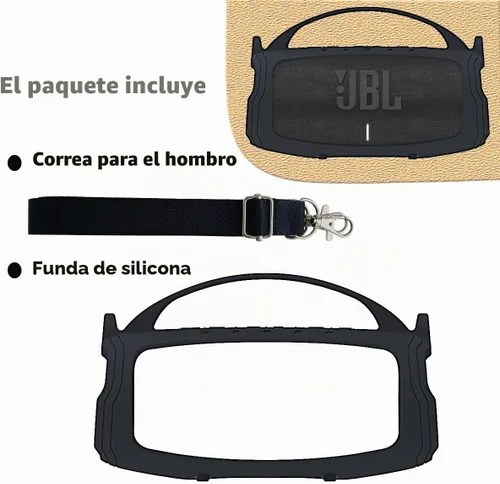Vista 2 de JCHPINE Funda de Silicona para Altavoz Bluetooth Portátil JBL Charge 5, Soporte de Piel Protectora para Accesorios de Altavoz JBL Charge 5